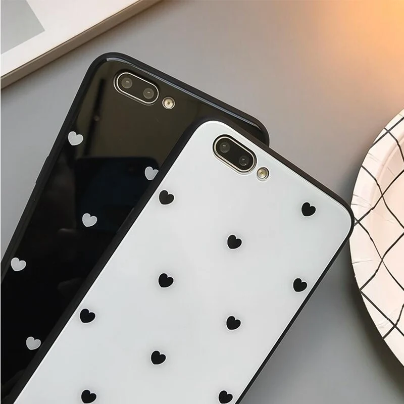 Чехол из закаленного стекла для iphone 6 s 8 plus 10 11pro жесткий чехол с милым сердечком XS
