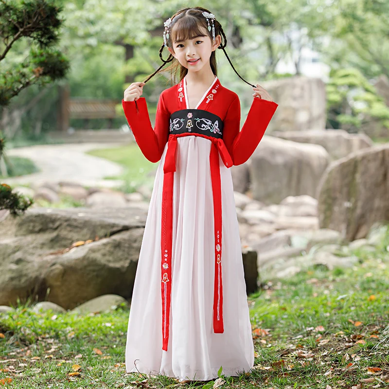 H2508 детский китайский костюм ханьфу Тан династия Хань сказочное платье для