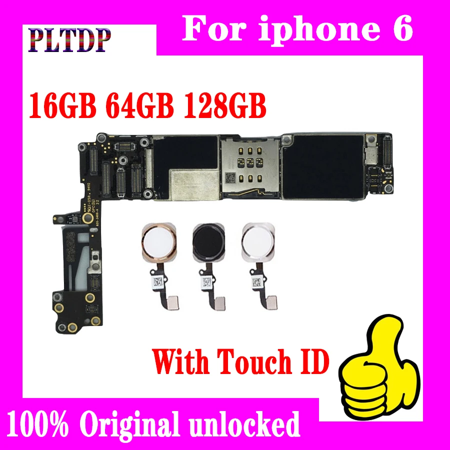 Заводская разблокированная материнская плата для iPhone 6 4 7 дюйма с/без Touch ID