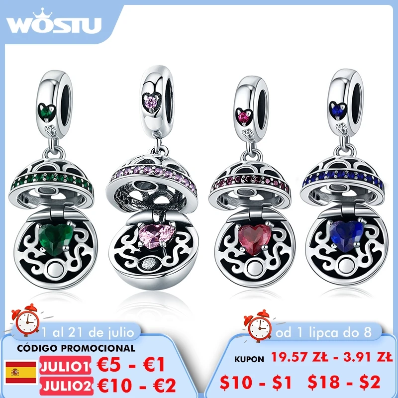 Оригинальная Подарочная коробка WOSTU из серебра 925 пробы с подвеской розового