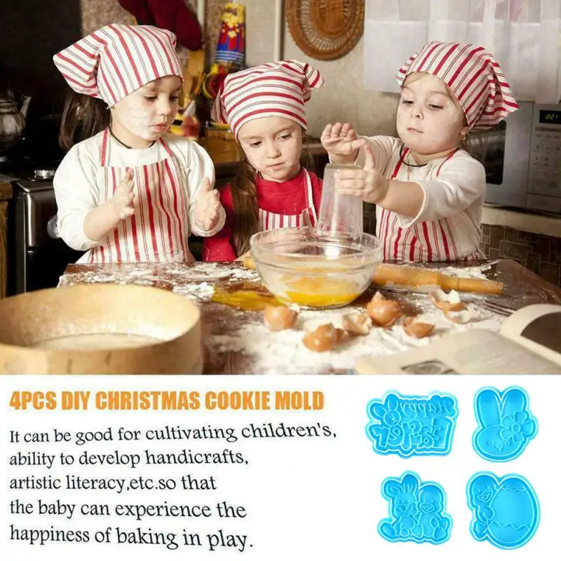 

4Pcs/set Lesser Bairam Pattern Plastic Baking Mold Kitchen Biscuit Cookie Cutter Pastry Plunger Fondant Cake Decorating Tools