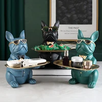 nordic french bulldog sculpture dog statue statue jewelry storage table decoration gift belt plate glasses tray home art statue