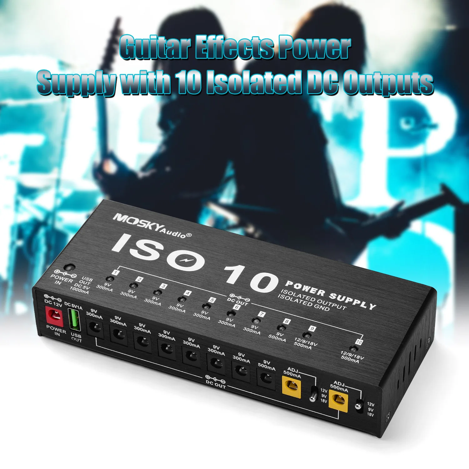 Источник питания MOSKY для гитарных эффектов ISO-10 10 изолированных выходов