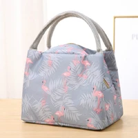 waterproof flamingo lunch bag outdoor travel insulation stripe lunch bag student zipper portable lunch box bag for women large