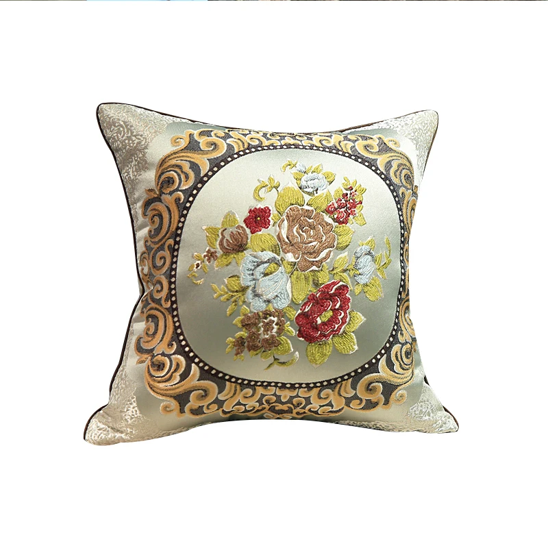 Роскошная Европейская жаккардовая наволочка с красной цветочной вышивкой