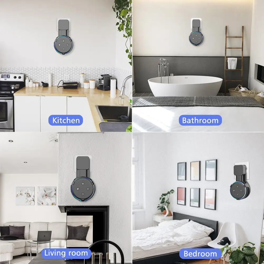 

Dot 3rd Gen Work with Amazon Echo Dot 3 Holder Case Plug In Bedroom Outlet Wall Mount Stand Hanger for Amazon Alexa Echo