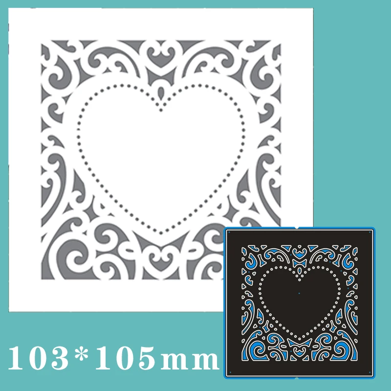 

Металлические штампы с рисунком сердца, квадратный новый шаблон для украшения бумаги для скрапбукинга, тиснение, «сделай сам», бумажная карточка, рукоделие, 103*105 мм