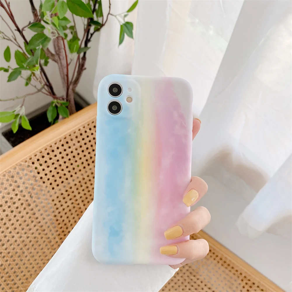 

IMD Vertical Rainbow And Halo Dyed Rainbow Soft Phone Case Cover For Iphone 12 12mini 12pro 11 11pro Max 7 8Plus Xs Xr Xs Max