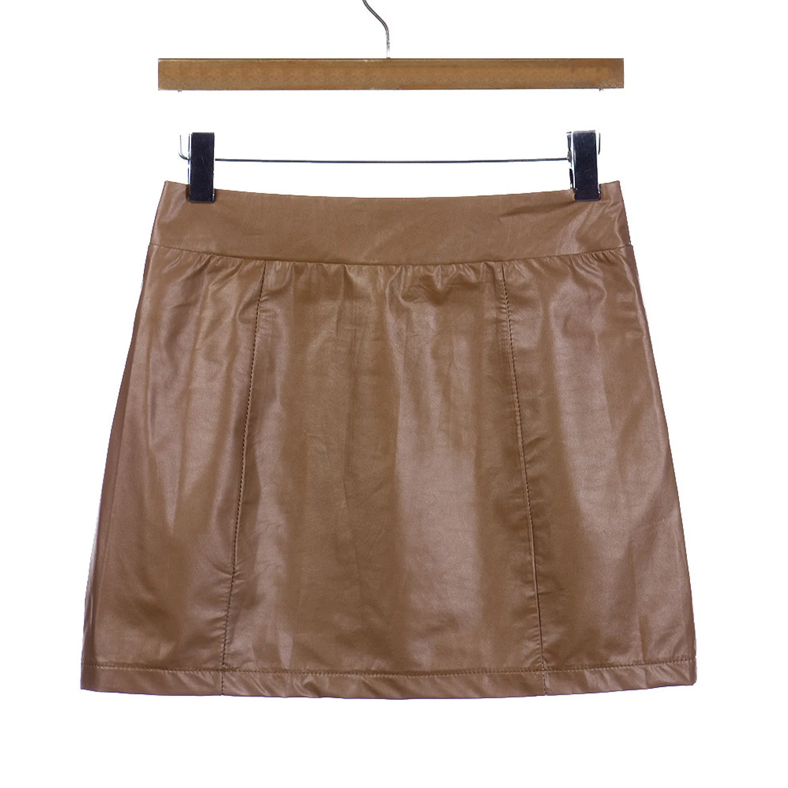 Модная женская кожаная юбка-карандаш на молнии однотонная облегающая