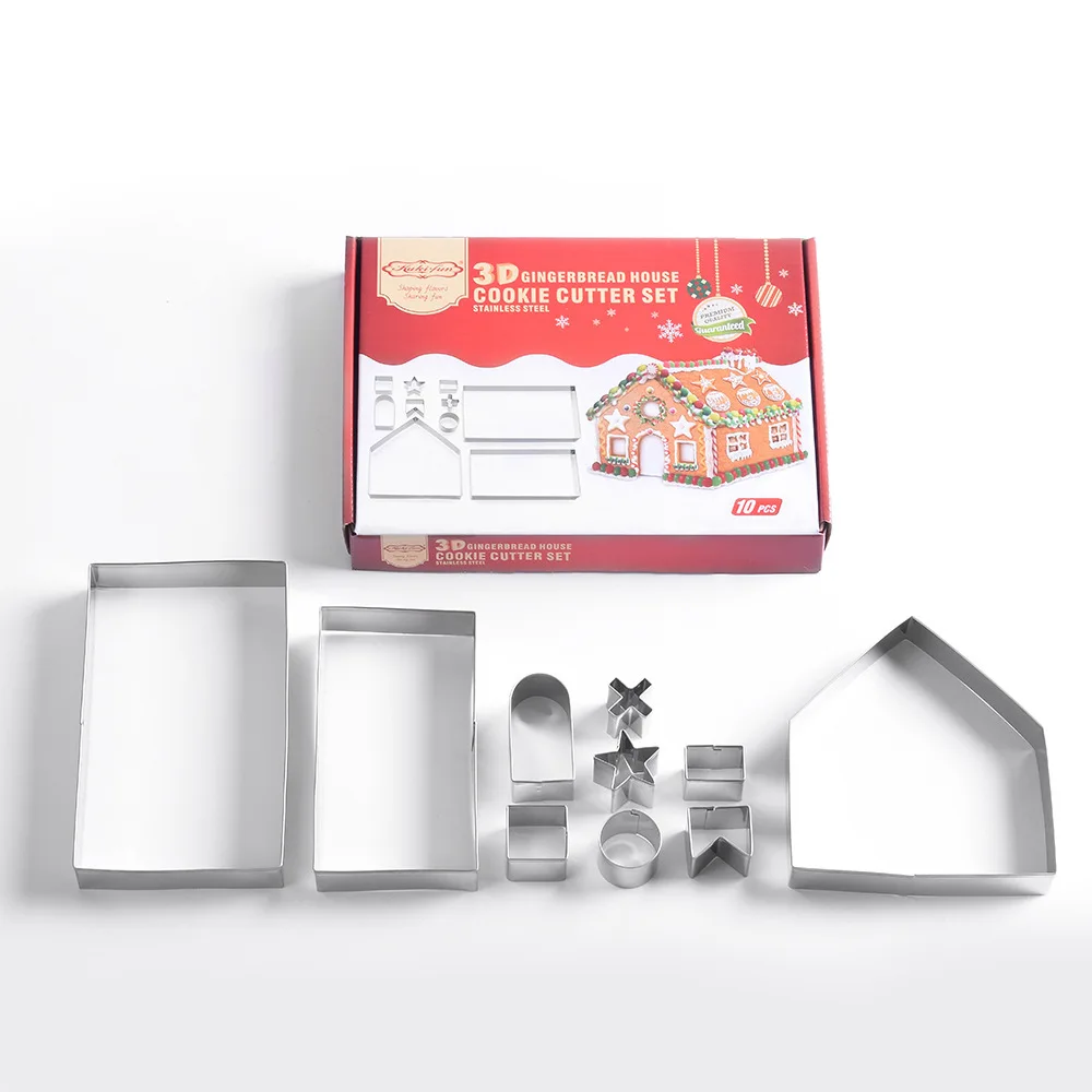 

10 pcs Stainless Steel Mold Christmas Kitchenware 3D Cookie Cutter DIY Baking Decor Pastry Modelling Tools