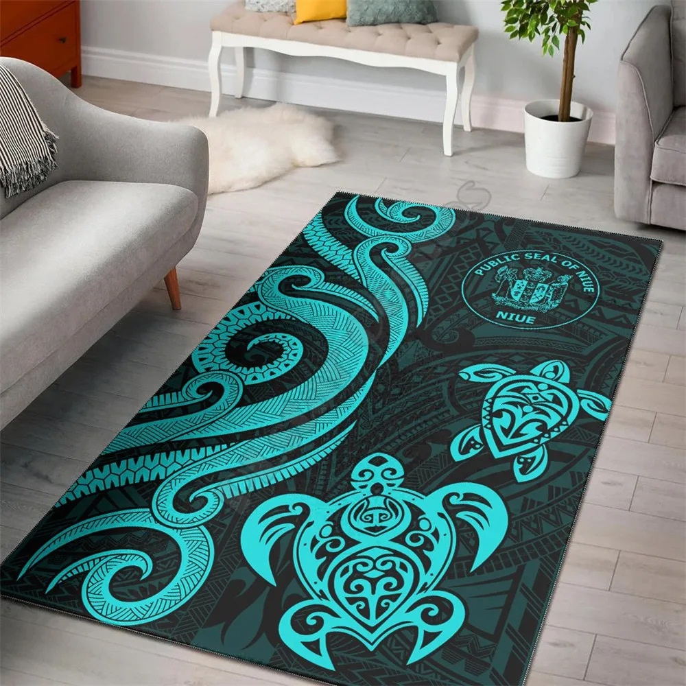 

Niue Area Rug Turquoise Tentacle Turtle 3D Printed Carpet Mat for Living Room Doormat Flannel Print Bedroom Non-slip Floor Rug