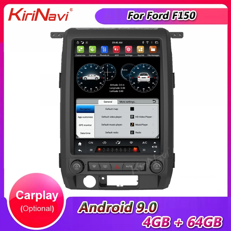 

KiriNavi 12.1" Vertical Screen Tesla Style Android 9.0 Car Radio For Ford F150 Car Dvd Multimedia Player GPS 4G Stereo 2009-2014