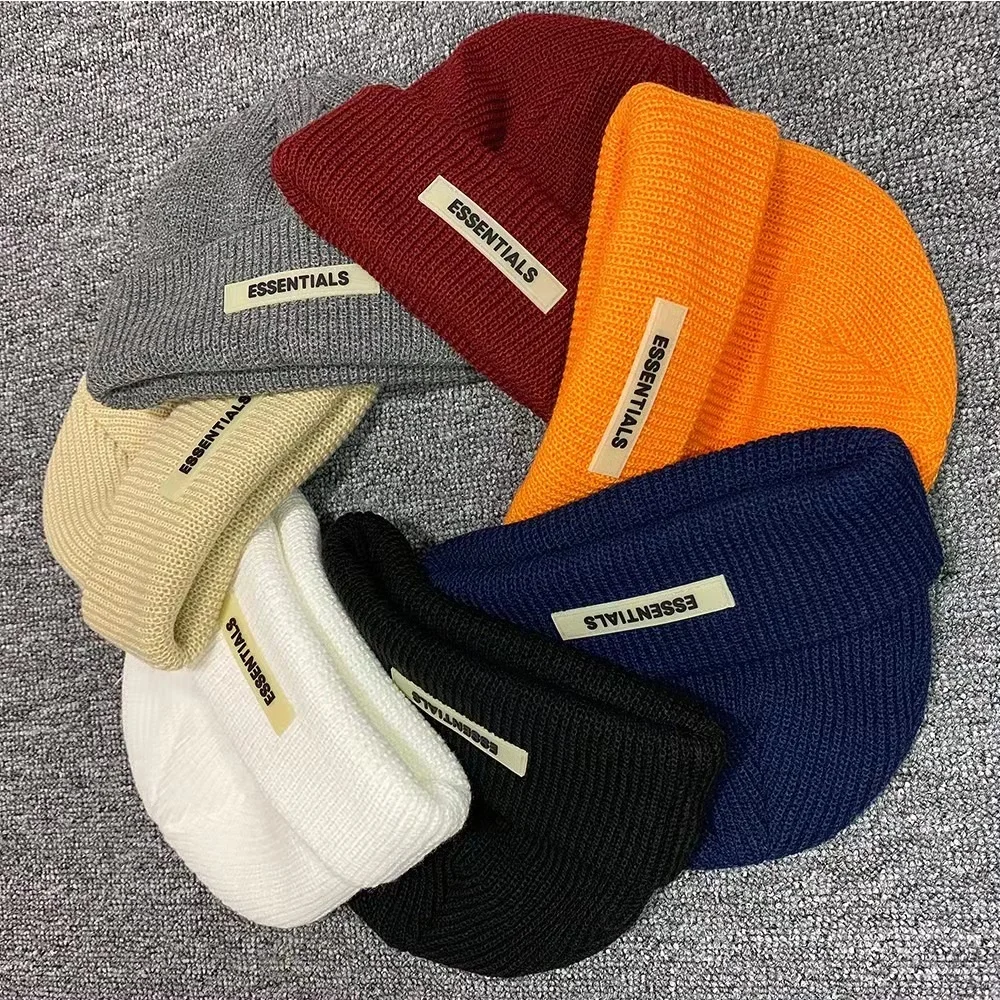 

essentials Knitted Hats for Women Black Beanie Hat Winter Men's Hats Women Beanies For Ladies Skullcap Knitted Thick hat kanye