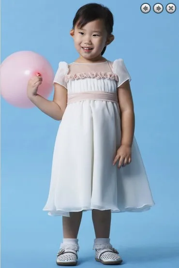 Бесплатная доставка белое платье с цветами для девочек платья на свадьбы новинка