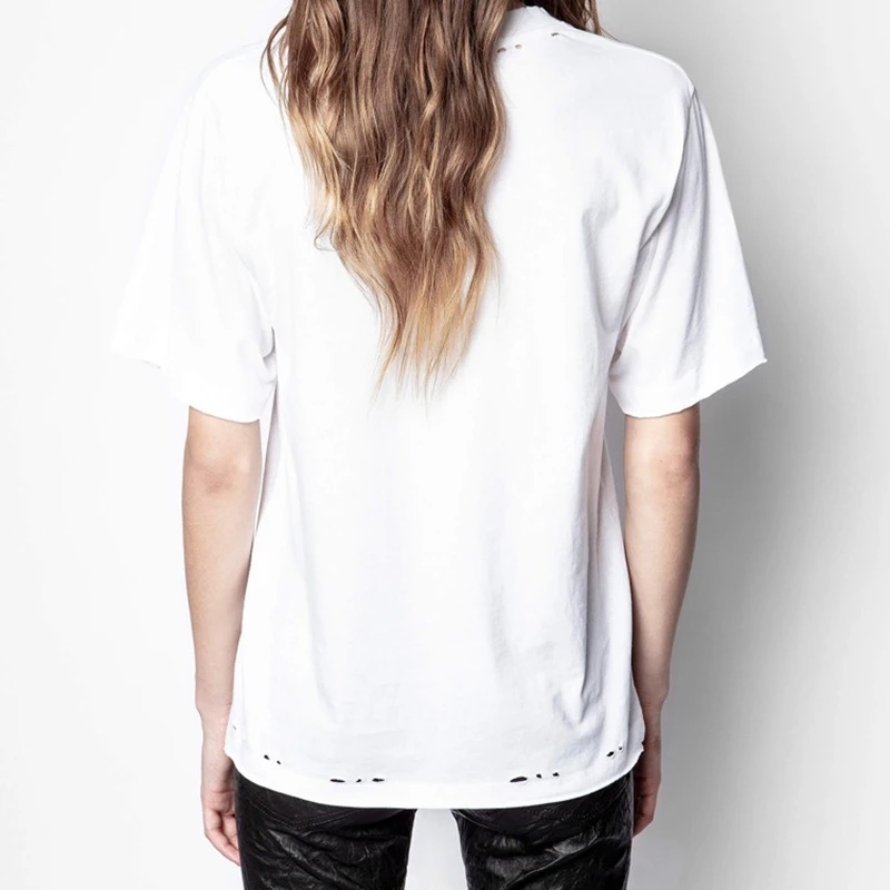 

White Black Hole Tee 2021 Spring Summer Woman 100% Cotton Tshirt