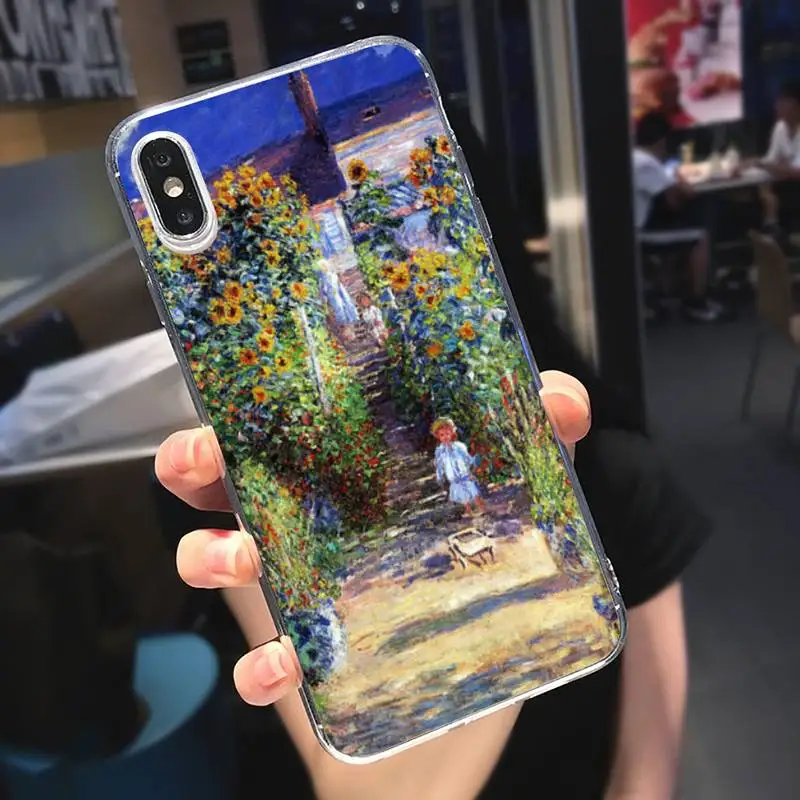 

art Monet Garden Lotus Phone Case Transparent for iPhone 6 7 8 11 12 s mini pro X XS XR MAX Plus