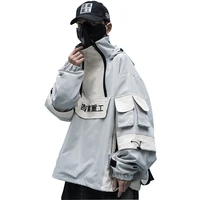 japanese kanji hoodie cargo jacket for men streetwear fashion clothing
