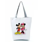 Сумка для покупок Disney, многоразовая женская уличная сумочка большой вместимости с мультяшным принтом Микки и Минни, Экологически чистая, повседневный саквояж на плечо