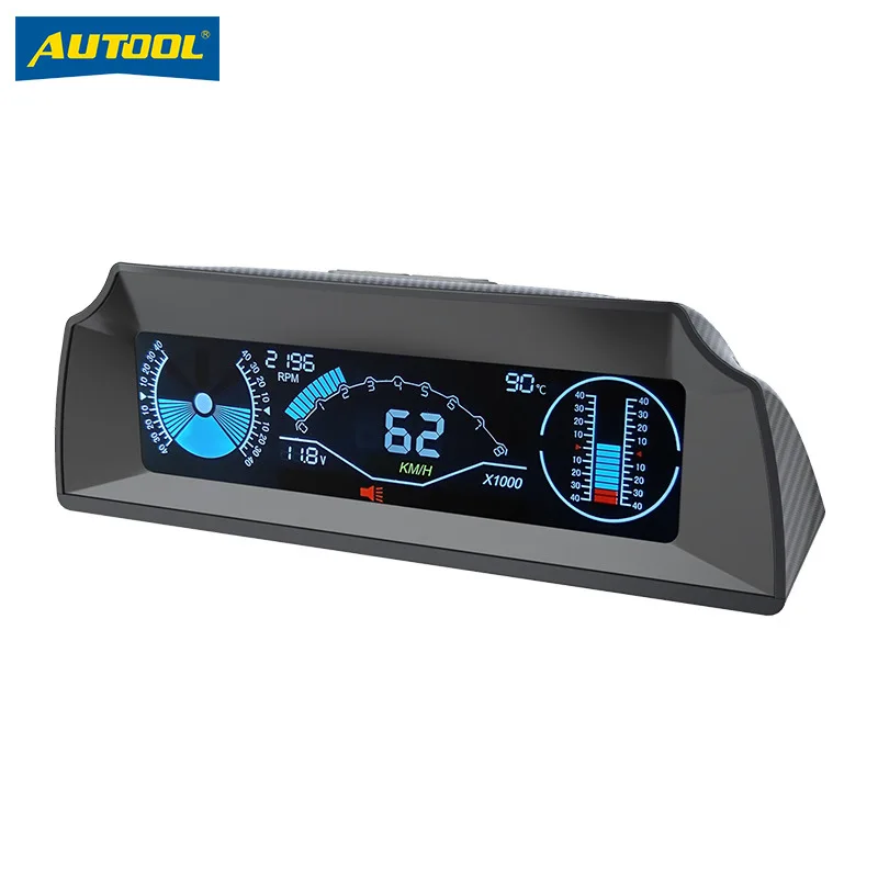 

AUTOOL X90 GPS HUD Car Speed Slope Meter Inclinometer Auto 12v General Head-Up Display with Tilt Pitch Angle Protractor Latitude