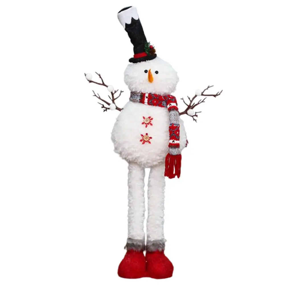 

Рождественский игрушечный снеговик, Длинные ножки, плюшевые фигурки снеговика, Телескопические ножки, тканевая кукла для скатерти вечерни...