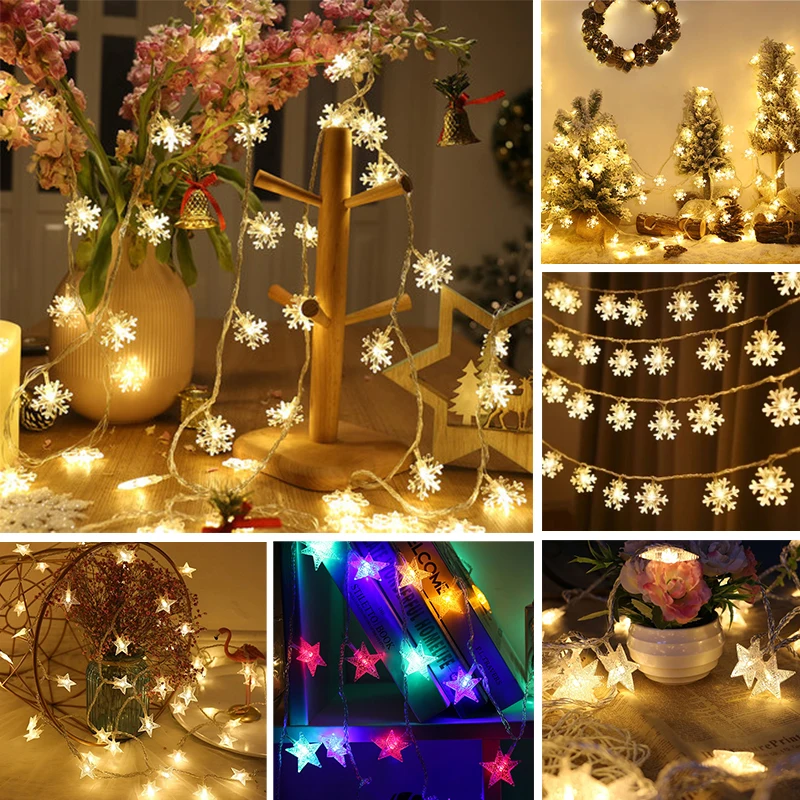 

Звезда, снежинка, сказочное украшение для сада светильник вая гирлянда, рождественская подвеска, рождественские украшения, рождественские ...