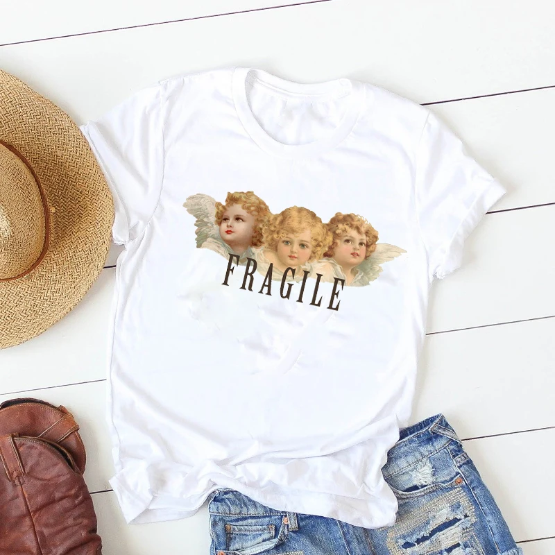 Женская летняя рубашка с принтом сестры хрупкая женская футболка коротким