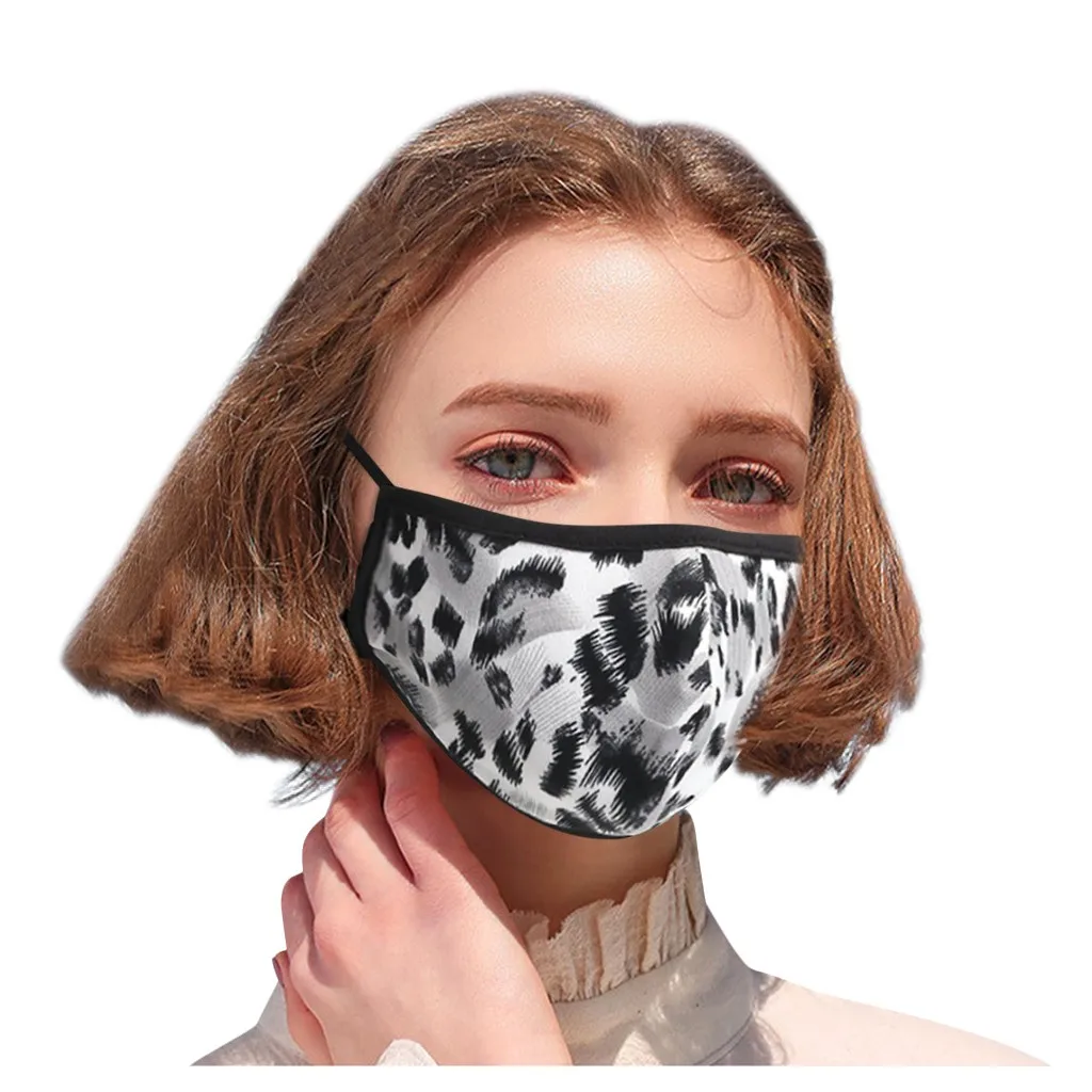 10PCS Leopard Print Camouflage Womens Fashionable Cycling Face Mask Washable Reusable Cloth Cotton-lined Inside Fashion Masque | Спорт и