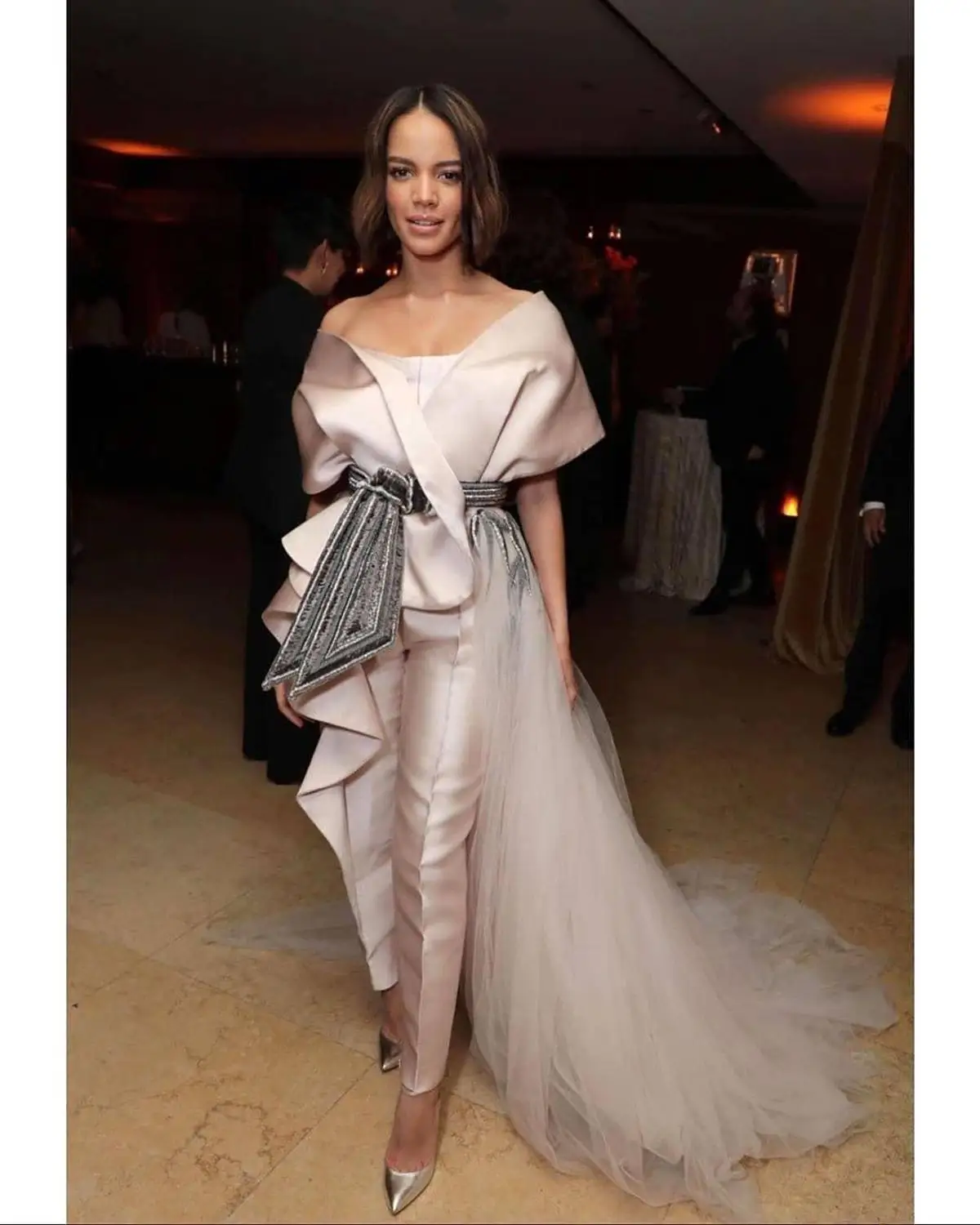 

2020 Arabic Aso Ebi Champagne Noble Sexy Prom Dresses Beaded Crystals Evening Dresses Cheap Jumpsuits Formal Party Second Gowns