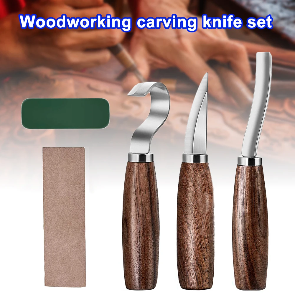 

5Pcs/Set Stainless Steel Woodcarving Cutter Woodwork Spoon Carving Tools Kit Leather Engraving Tool LBShipping