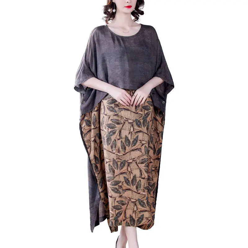 

Real Silk Dress Large Size Women's Wear Fake Two Pieces Fat People Loose Foreign Style Spring Dress