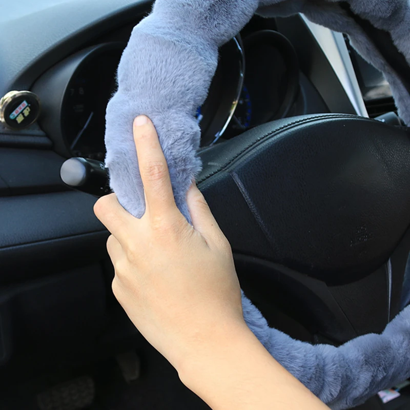 Модный чехол для руля автомобиля 38 см зимний плюшевый мягкий теплый аксессуары