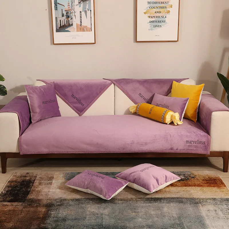 Однотонная одежда голландский бархат для диванов Nordic современный диванную