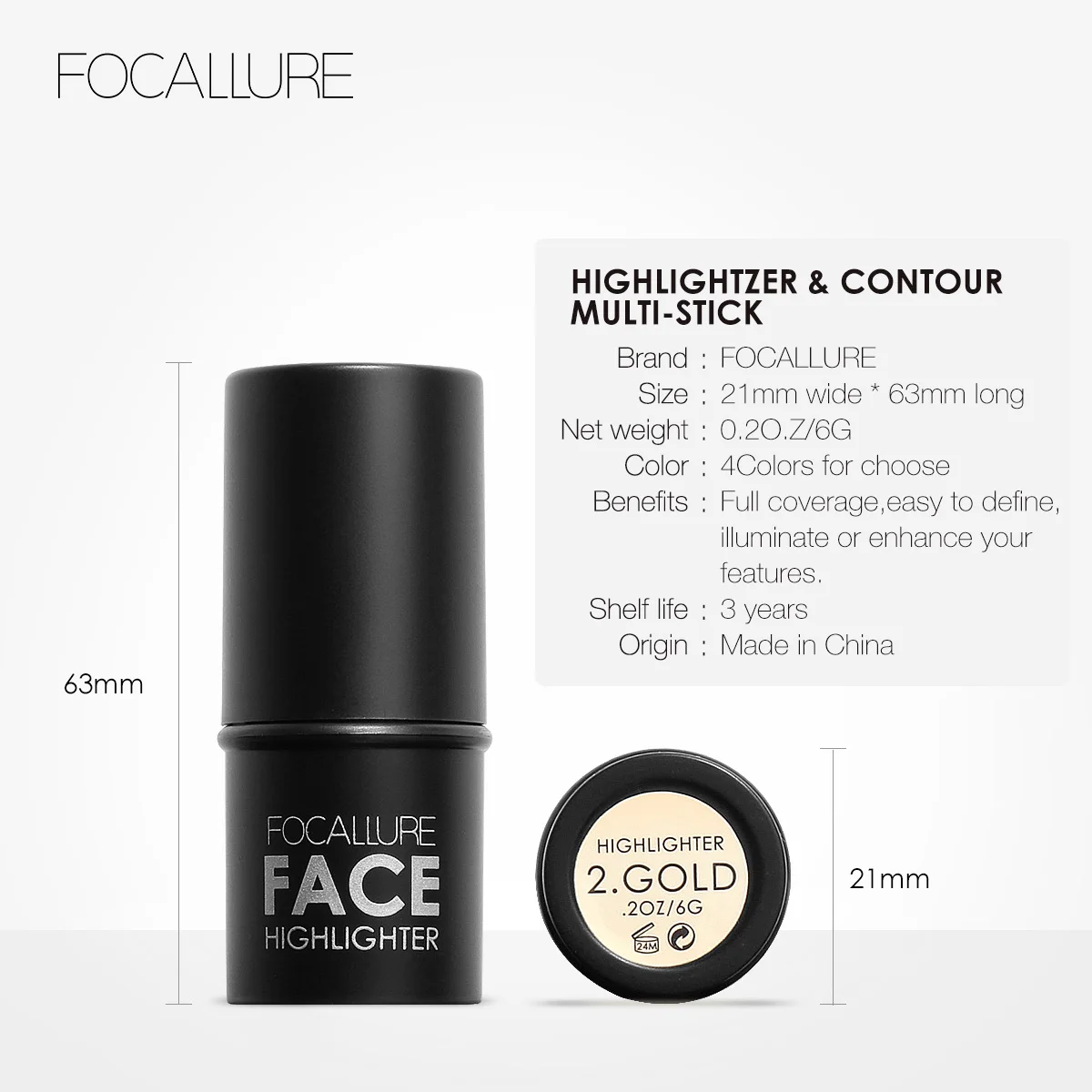 Хайлайтер Focallure Face карандаш-бронзер Cosmetic Shimmer Llluminator Waterproof Glitter маркер карандаш