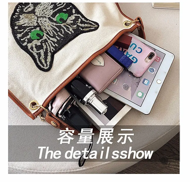 2019 Холщовая Сумка осень-зима новая &quotголова кота из мультфильма&quot одно плечо