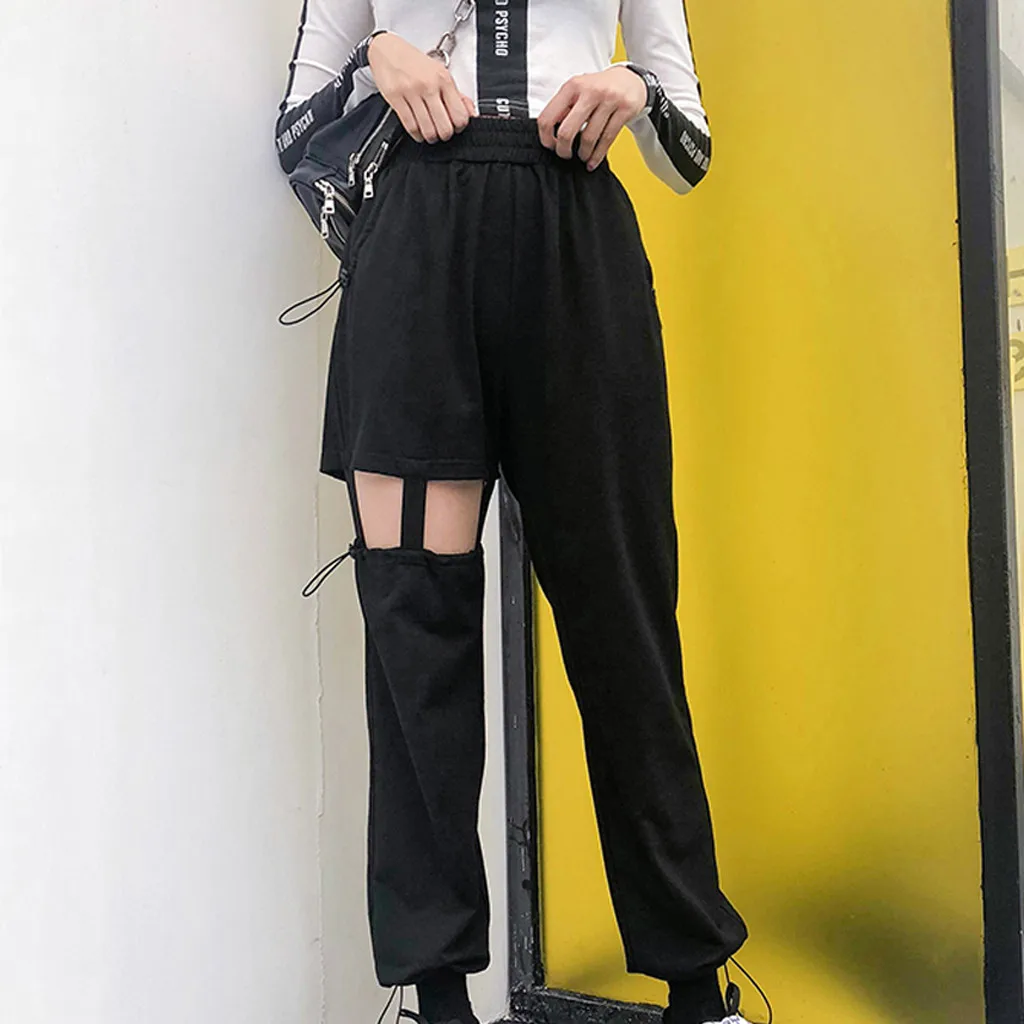 Брюки женские светоотражающие с большими карманами стильные штаны для активного