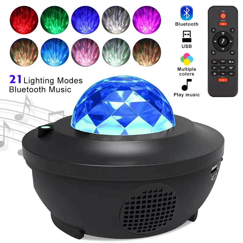 

LED Star Galaxy Projector Ocean Wave Night Light Room Decor Rotate Starry Sky Porjectors Luminaria Decoration Bedroom Lamp Gifts