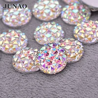 junao 6 8 10 12 20 30 mm large ab crystal rhinestones stones applique flat back round resin gems non sewn strass for decoration
