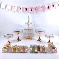 gold silver mirror metal cake stand round wedding birthday party dessert cupcake pedestal display plate home decor