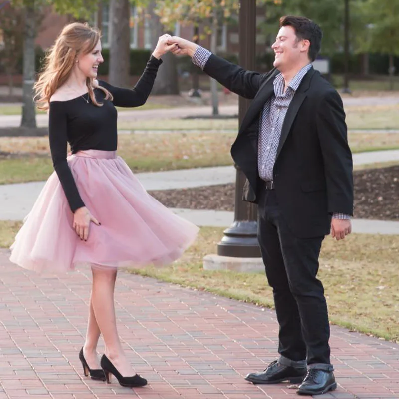 Тюлевая плиссированная юбка с завышенной талией