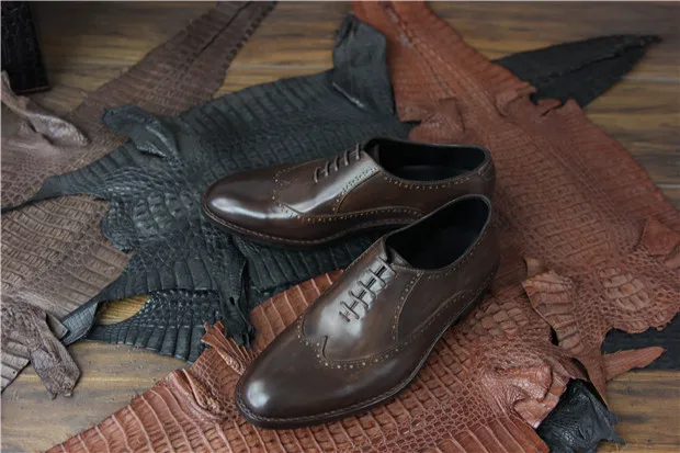 Sipriks Luxury Goodyear Welted Casual Shoes Men's Retro Dark Brown Leather Brogues Wingtip Oxfords Male Wedding Leisure Shoe 46 | Обувь
