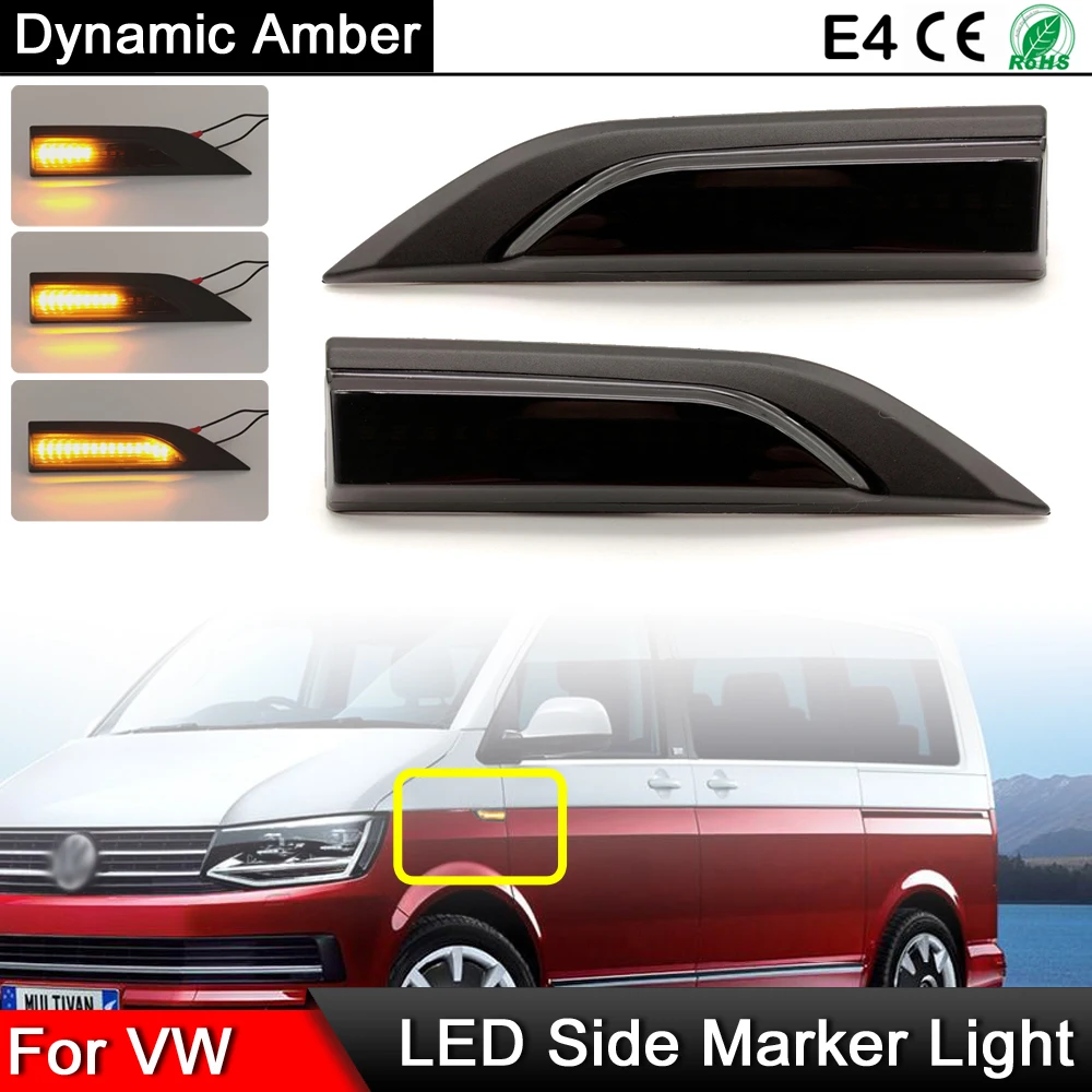 

Габаритный фонарь для VW Transporter T6, Multivan T6 Caddy 2015-2019, дымчатые линзы, Светодиодный Боковой габаритный фонарь, Динамический указатель поворота, м...