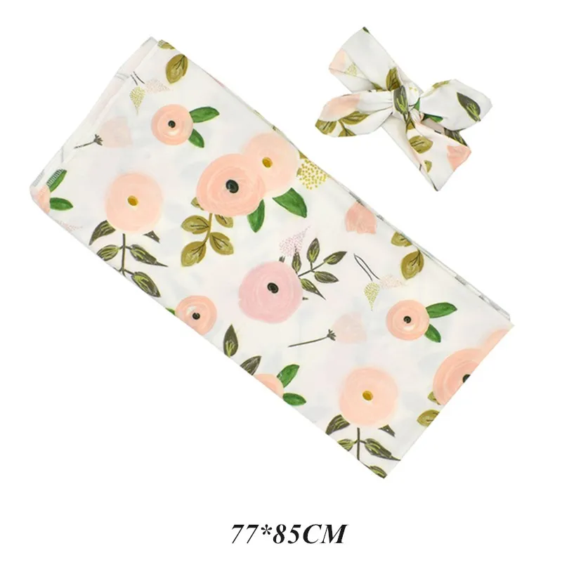 Products for Newborn 2pcs Baby Blankets Print Floral Photography Prop Infant Girl Boys Muslin Swaddle Wrap +Headband | Мать и ребенок
