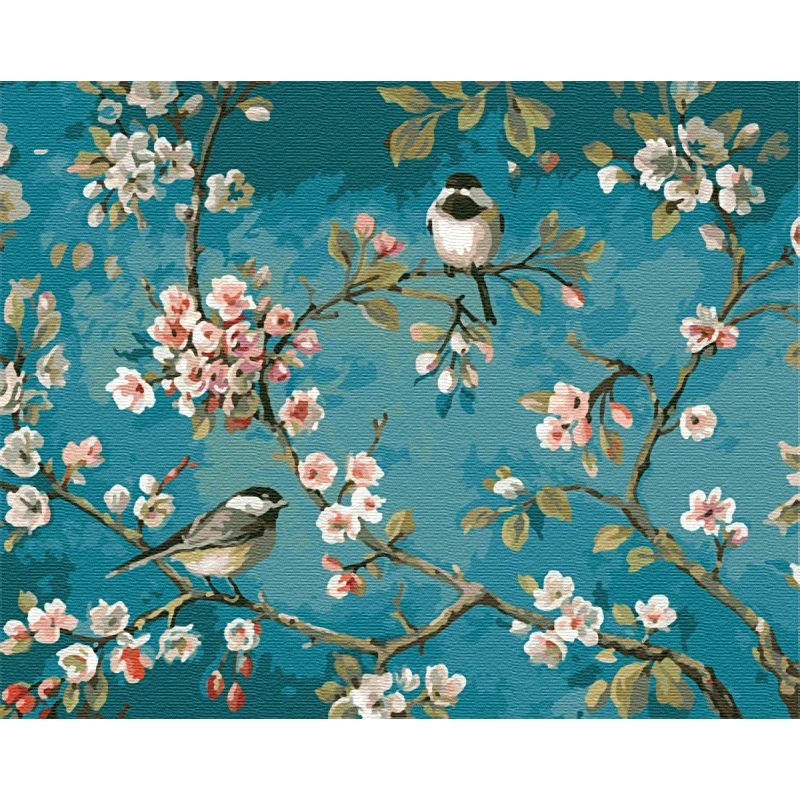 DIY Magpie Lotus Painting By Numbers Handpainted Flower and Bird Illustration Wall Art Picture Home Decoration Frameless 16&quot*20&quot | Дом и