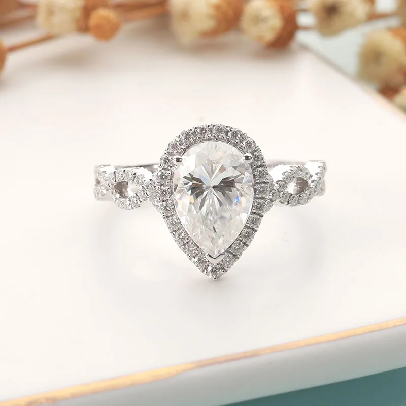 CxsJeremy 2ct 7*10 мм Груша измельченного огранка Муассанит Обручение кольцо