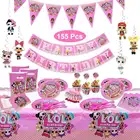 Кукла сюрприз LOL, тематическое украшение на день рождения, товары для одного раза, праздничная чашка, тарелка, ложка, подставка для торта, мероприятия, подарки для детей