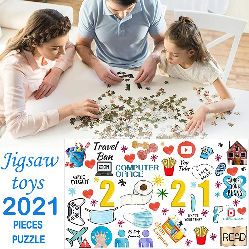 

1000 Pieces Jigsaw Puzzle 3D DIY Summary 2020 Welcome 2021 Children Puzzle Educational Toys Family Challenging Game