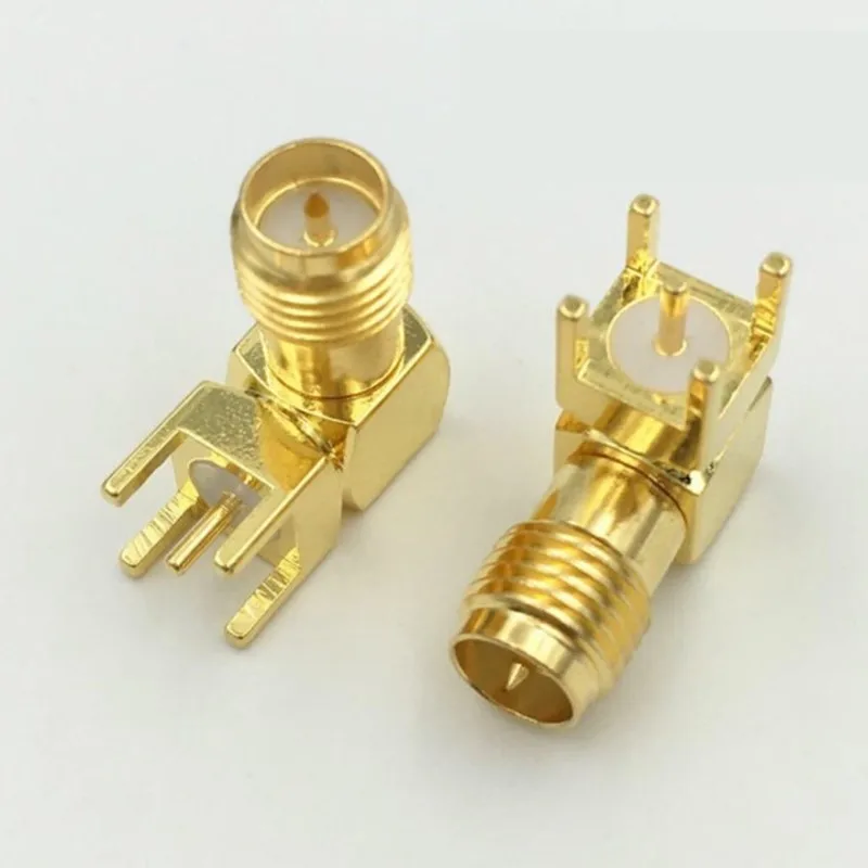 

5pcs SMA RF Coax Connector RP-SMA-KWE Female Hole Plug Right Angle 90 Degree PCB Board Bending Antenna Base Adapter
