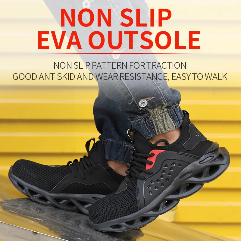 

Dropshipping steel toe cap men safety shoes work sneakers women boots plus size 36-48 breathable outdoor ROXDIA brand RXM164