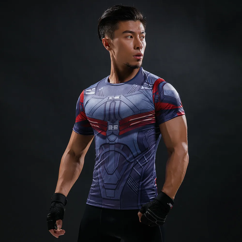 Мужские спортивные футболки с 3D принтом Капитан Америка, Мстители Marvel 3, Железный человек, фитнес, мужская тренировочная футболка