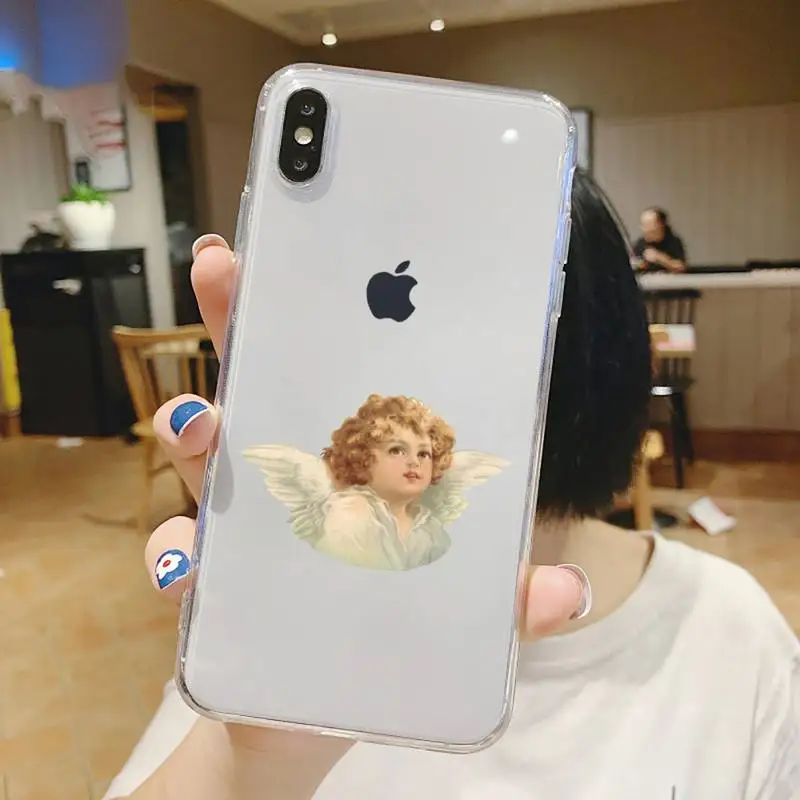 

baby angel painting aesthetic art Phone Case Transparent soft For iphone 5 6 7 8 11 12 s c se plus mini x xs xr pro max shell